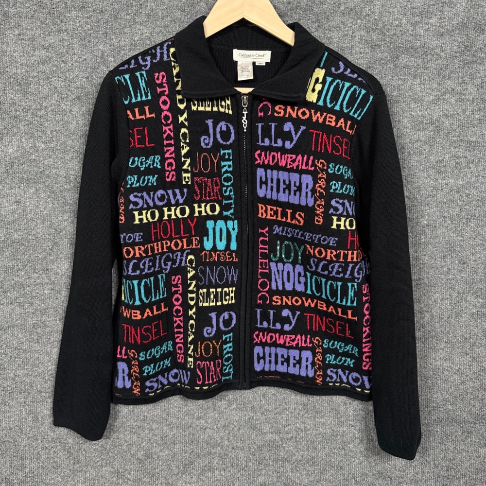 Coldwater Creek Vintage Sz Medium Holiday Christmas Sweater Cardigan Grandmacore
